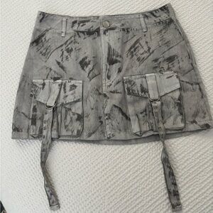 Gray Cargo Mini Skirt